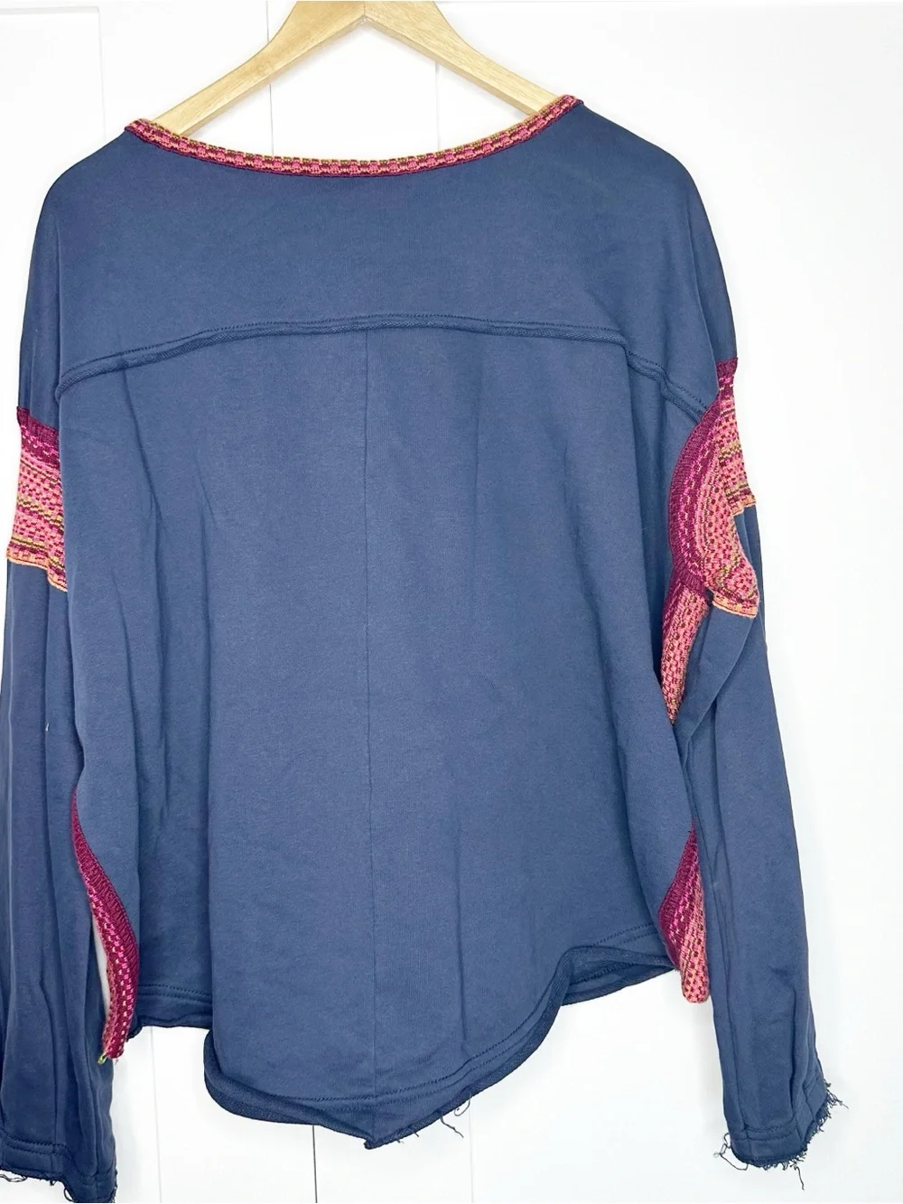 Natural Life Knit Trim Sweatshirt Large / XL navy boho oversized lightweight - Picture 8 of 11